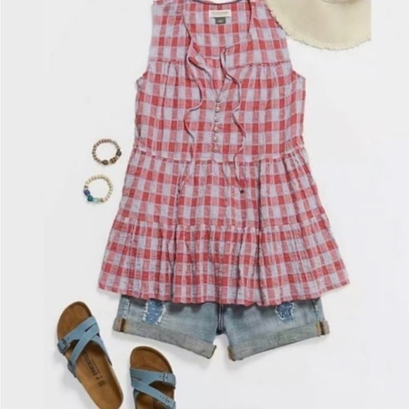 Pilcro Tops - Pilcro by Anthropologie Plaid Sleeveless Babydoll Top Size Small